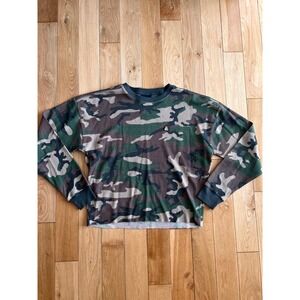 Teddy Fresh Camo Thermal Long Sleeve Shirt Cropped Streetwear Unisex Size Small